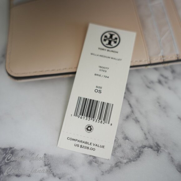 NWT Tory Burch 150077 Willa Leather Medium Wallet In Brie - Picture 9 of 9
